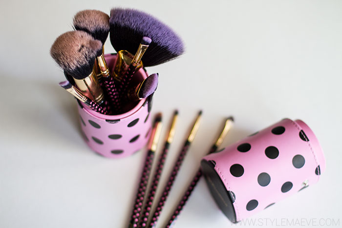 BH Cosmetics 11 piece brush set, polka dot brush set with case