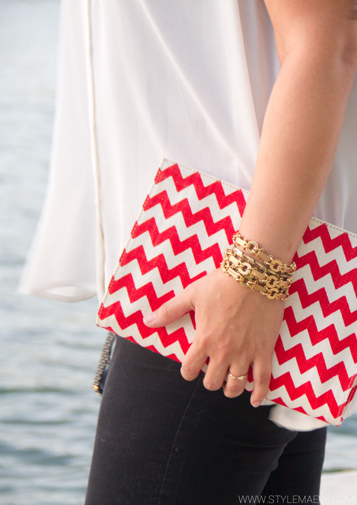 Red and White Chevron Kate Spade Clutch