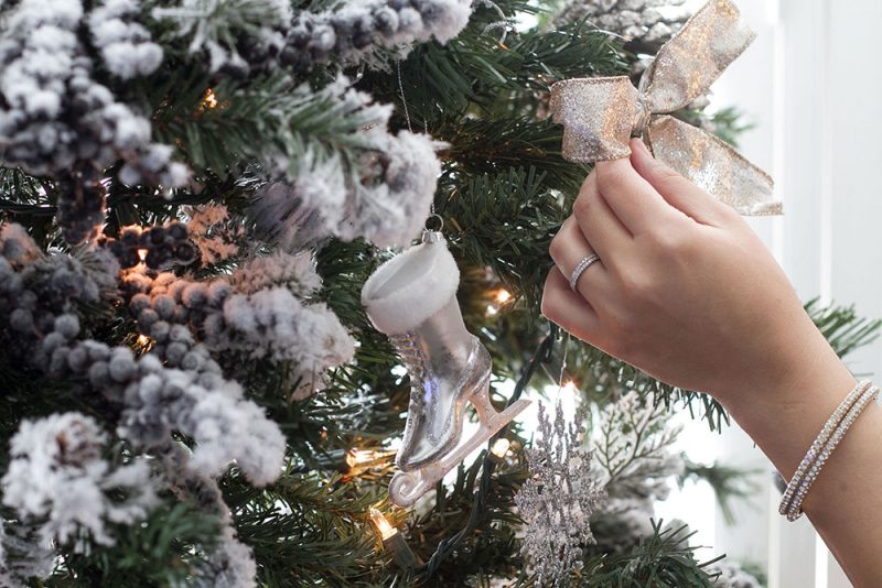 Silver Ice Skate Ornament - White Christmas Decor
