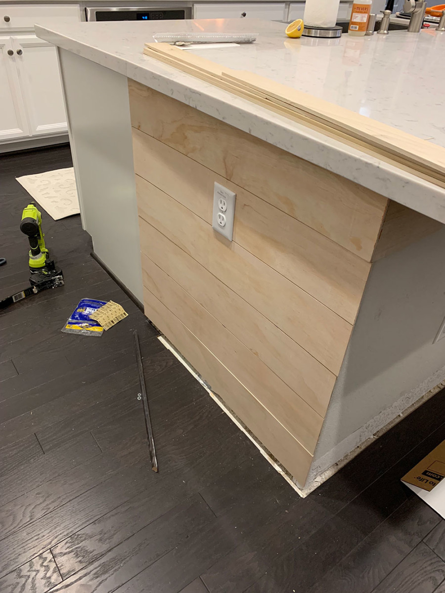 DIY Kitchen Island Shiplap Easy Shiplap Application HomebyLynny