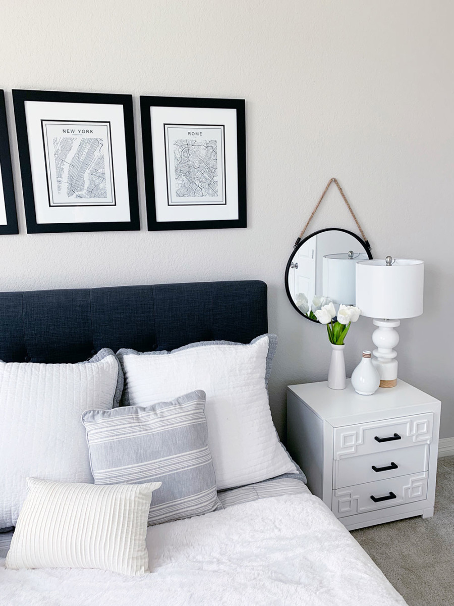 grey headboard