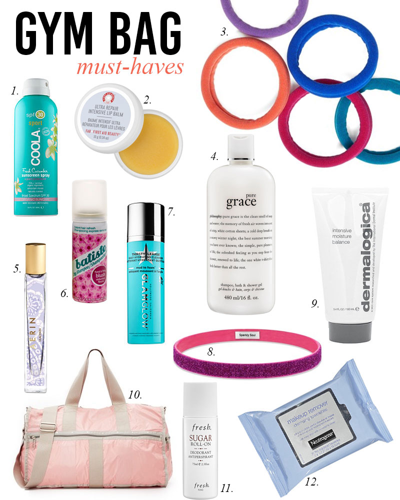 gym bag beauty must haves