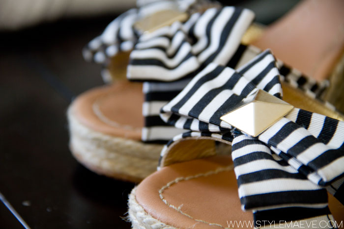 black and white striped wedges